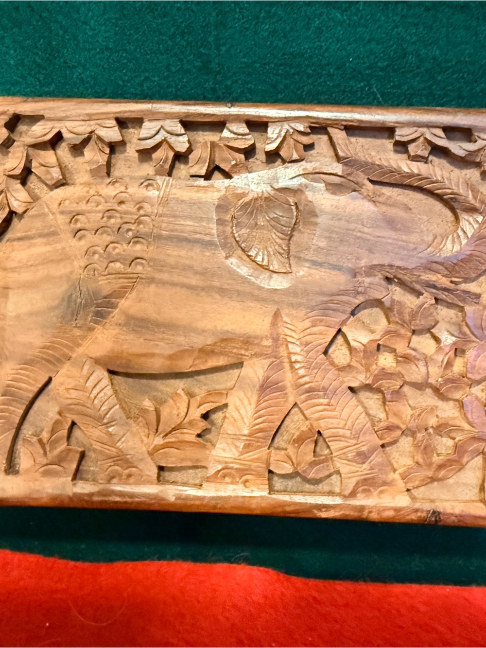 Hand-Carved Wooden Panel — Natural Wood Tone